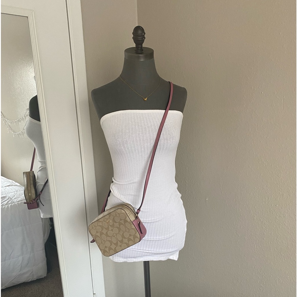All white ribbed bodycon mini sleeveless dress